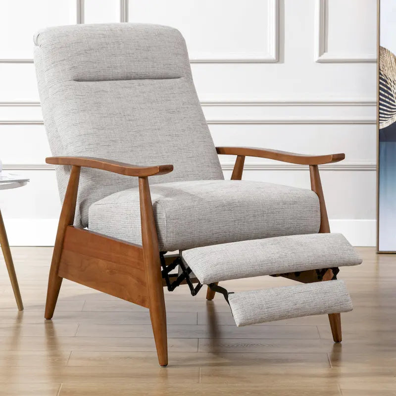 Fauteuil inclinable à dossier poussé en bois avec tissu haute performance par