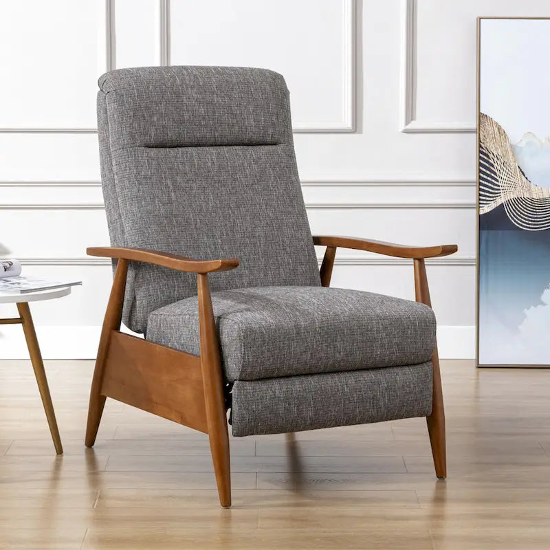 Fauteuil inclinable à dossier poussé en bois avec tissu haute performance par