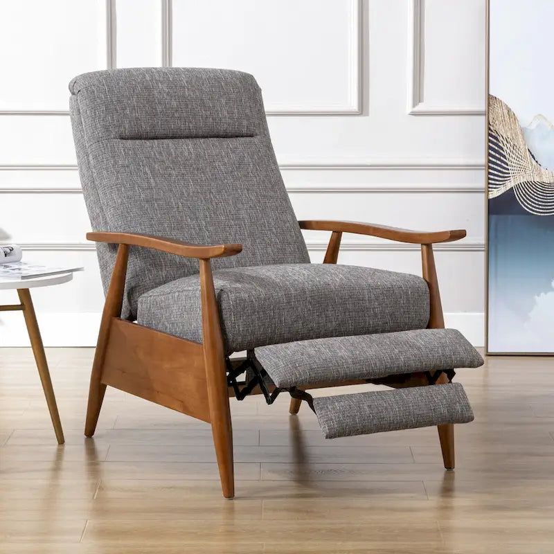 Fauteuil inclinable à dossier poussé en bois avec tissu haute performance par