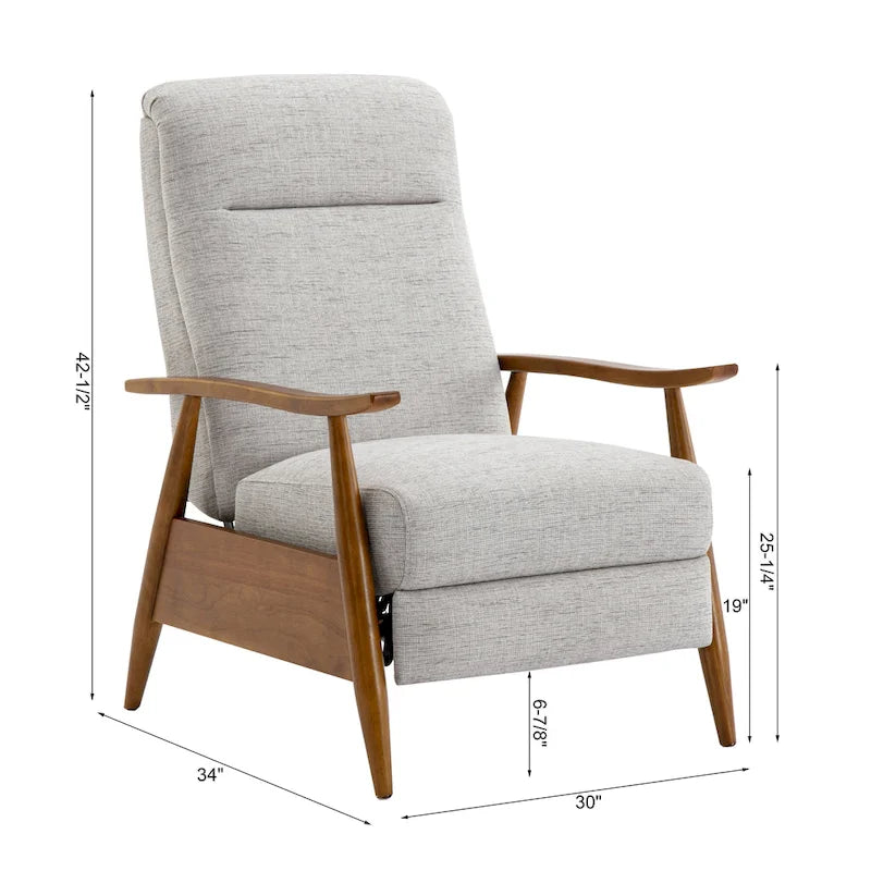 Fauteuil inclinable à dossier poussé en bois avec tissu haute performance par