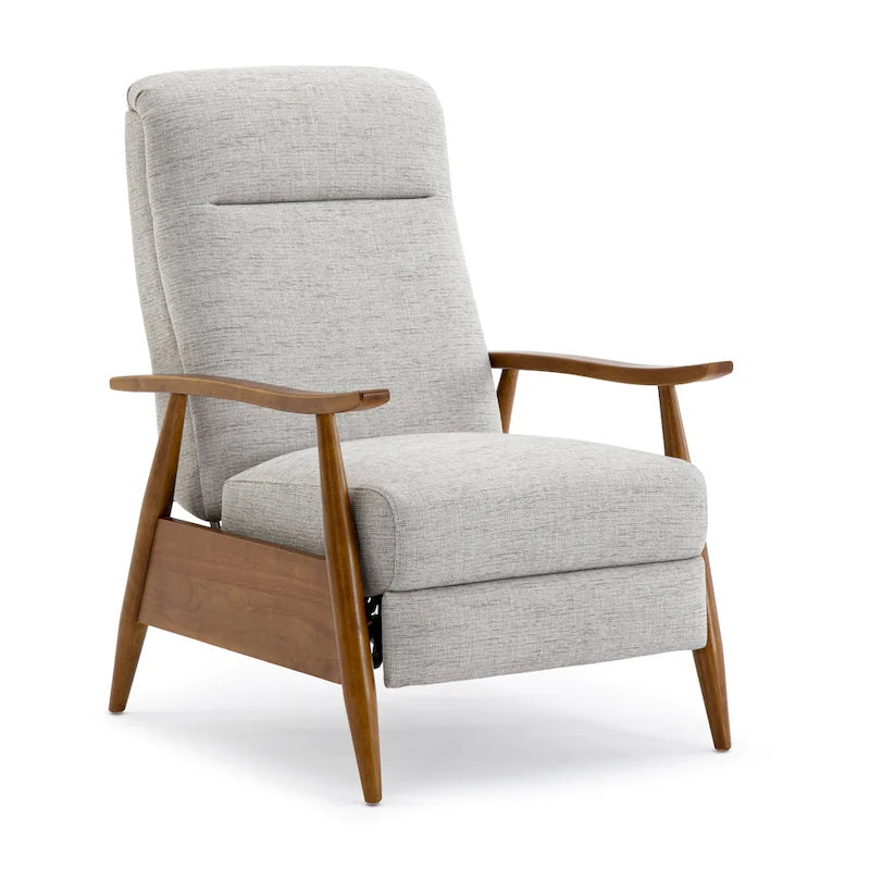 Fauteuil inclinable à dossier poussé en bois avec tissu haute performance par