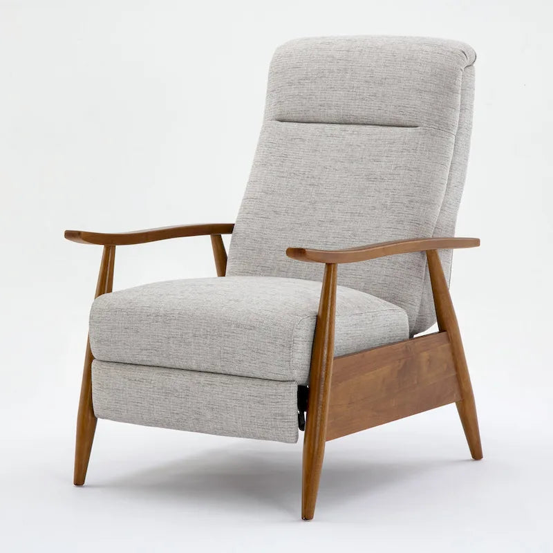 Fauteuil inclinable à dossier poussé en bois avec tissu haute performance par