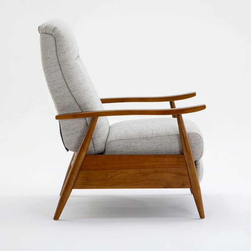 Fauteuil inclinable à dossier poussé en bois avec tissu haute performance par