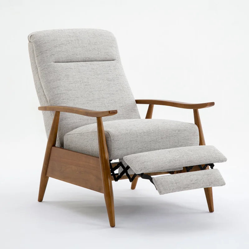 Fauteuil inclinable à dossier poussé en bois avec tissu haute performance par