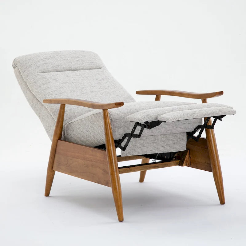 Fauteuil inclinable à dossier poussé en bois avec tissu haute performance par
