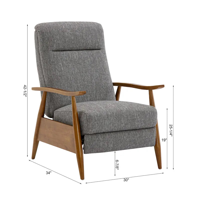 Fauteuil inclinable à dossier poussé en bois avec tissu haute performance par