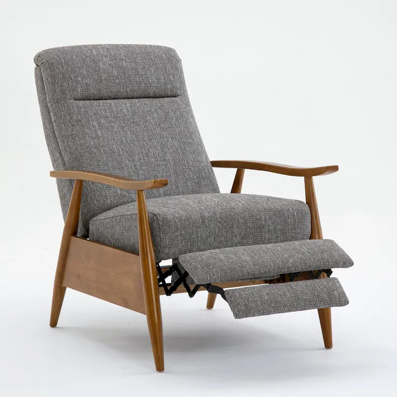 Fauteuil inclinable à dossier poussé en bois avec tissu haute performance par