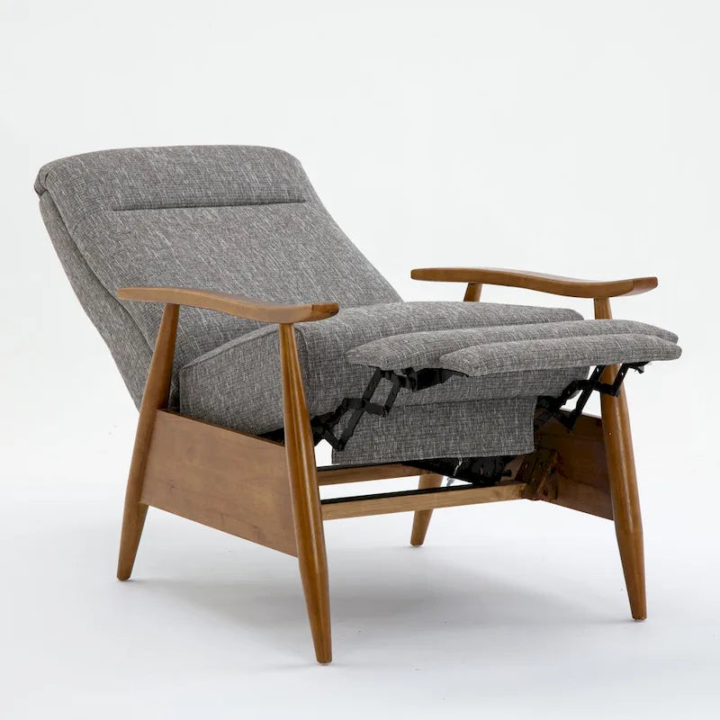 Fauteuil inclinable à dossier poussé en bois avec tissu haute performance par
