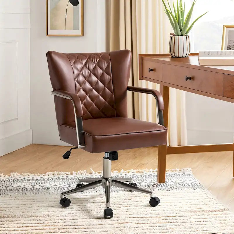 Chaise de bureau moderne pivotante et réglable en hauteur, capitonnée de diamants, par