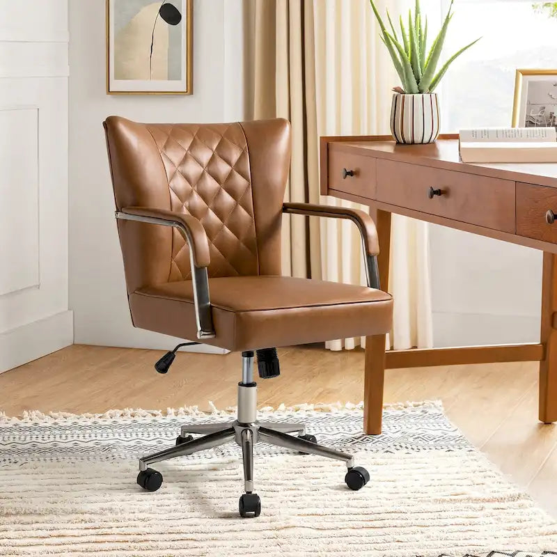 Chaise de bureau moderne pivotante et réglable en hauteur, capitonnée de diamants, par