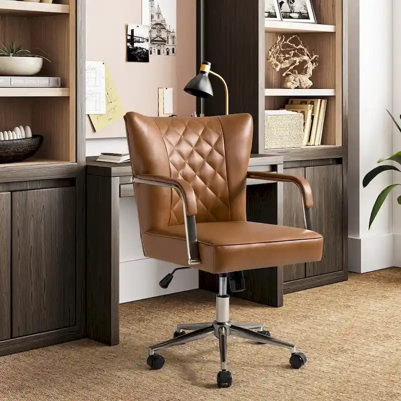 Chaise de bureau moderne pivotante et réglable en hauteur, capitonnée de diamants, par