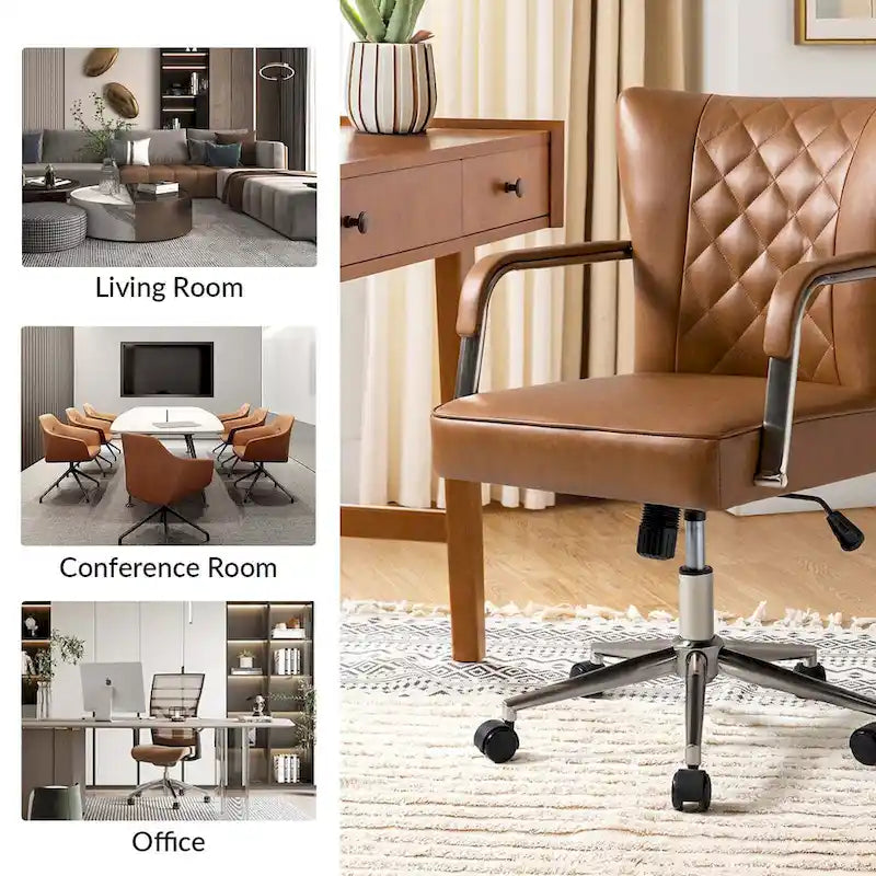 Chaise de bureau moderne pivotante et réglable en hauteur, capitonnée de diamants, par
