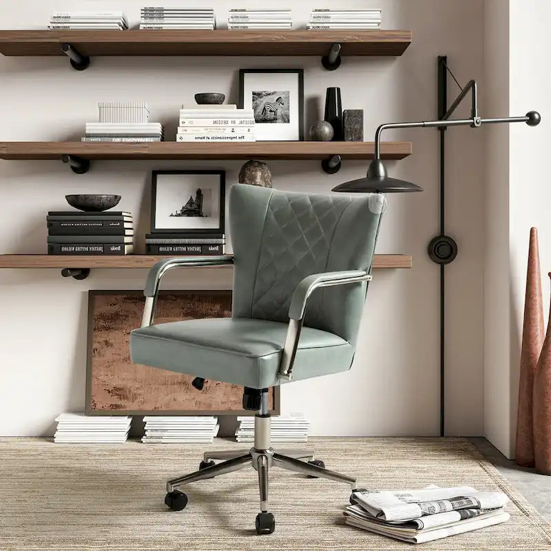 Chaise de bureau moderne pivotante et réglable en hauteur, capitonnée de diamants, par