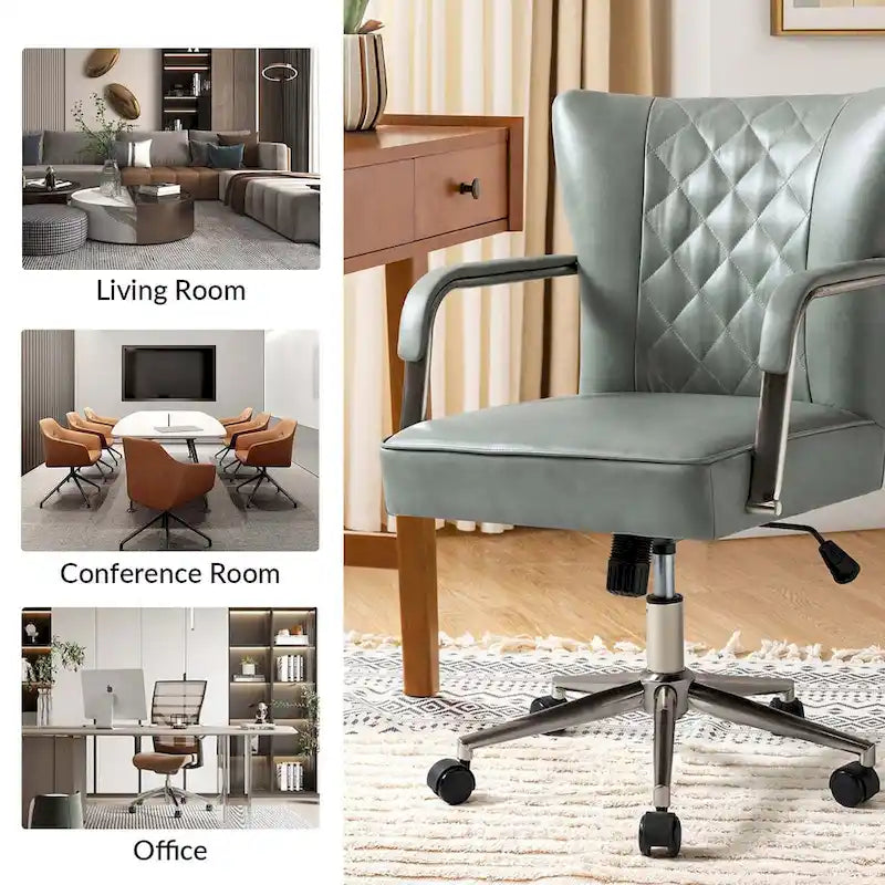 Chaise de bureau moderne pivotante et réglable en hauteur, capitonnée de diamants, par