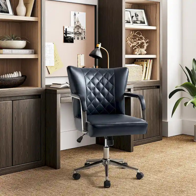Chaise de bureau moderne pivotante et réglable en hauteur, capitonnée de diamants, par