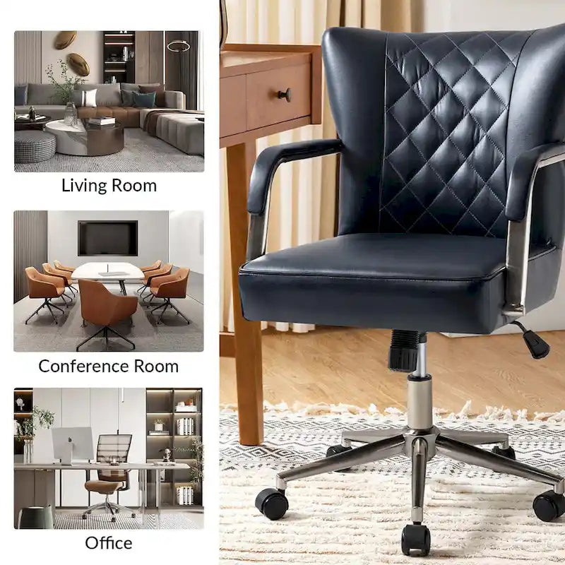 Chaise de bureau moderne pivotante et réglable en hauteur, capitonnée de diamants, par