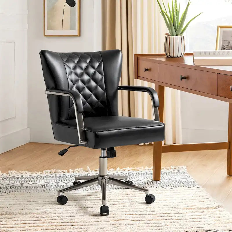 Chaise de bureau moderne pivotante et réglable en hauteur, capitonnée de diamants, par