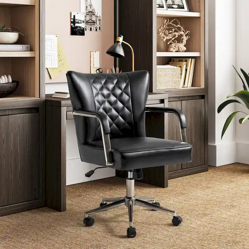 Chaise de bureau moderne pivotante et réglable en hauteur, capitonnée de diamants, par