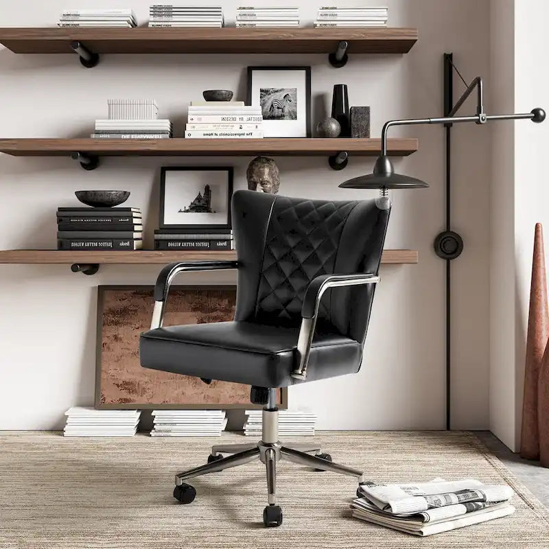 Chaise de bureau moderne pivotante et réglable en hauteur, capitonnée de diamants, par