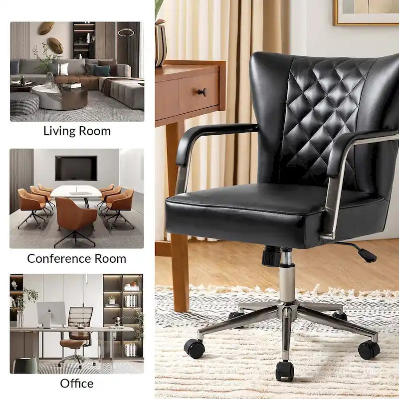 Chaise de bureau moderne pivotante et réglable en hauteur, capitonnée de diamants, par