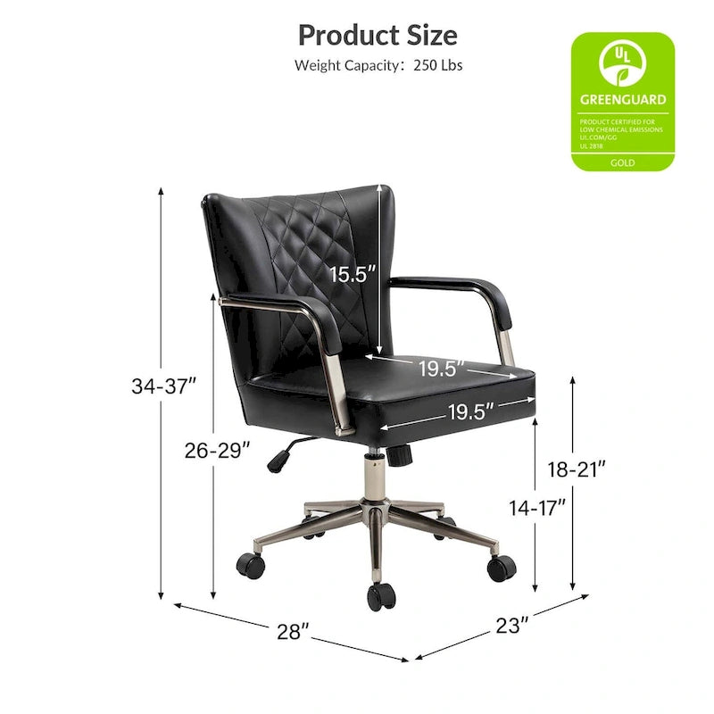 Chaise de bureau moderne pivotante et réglable en hauteur, capitonnée de diamants, par