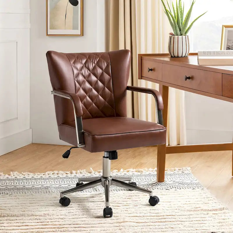 Chaise de bureau moderne pivotante et réglable en hauteur, capitonnée de diamants, par