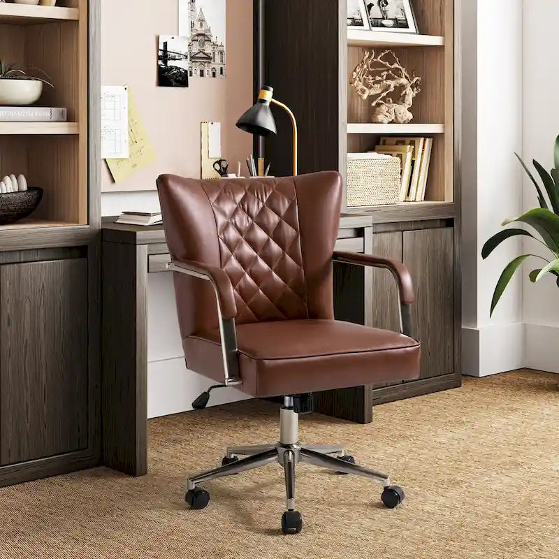 Chaise de bureau moderne pivotante et réglable en hauteur, capitonnée de diamants, par