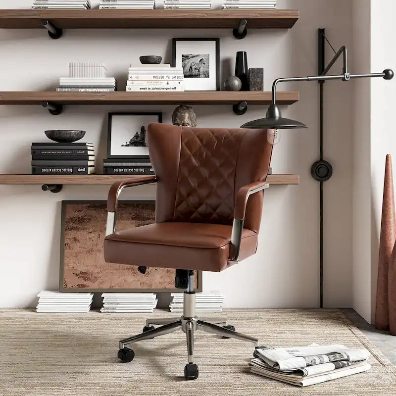Chaise de bureau moderne pivotante et réglable en hauteur, capitonnée de diamants, par