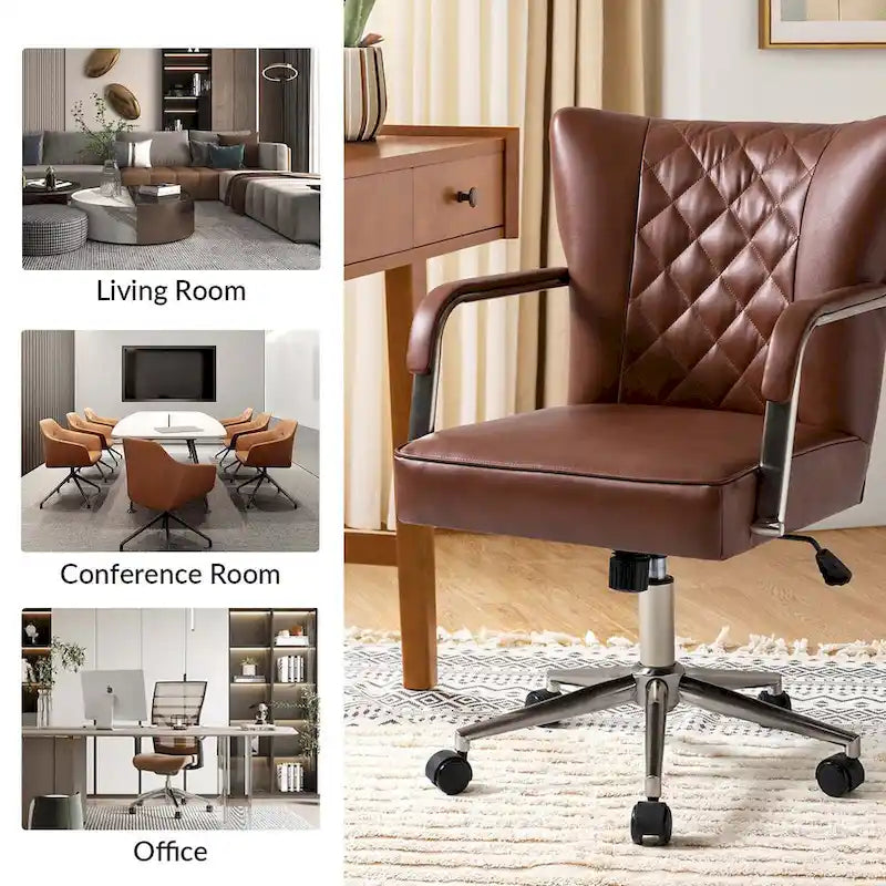 Chaise de bureau moderne pivotante et réglable en hauteur, capitonnée de diamants, par