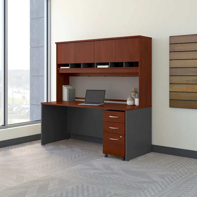 Bureau 72 x 30 avec armoirette et tiroirs par