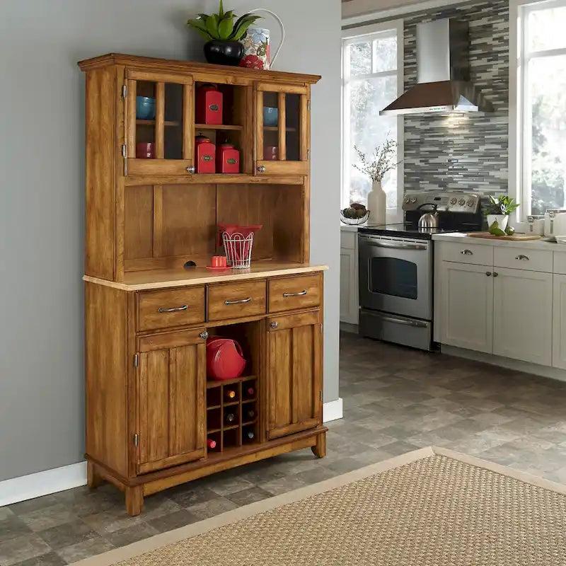 Buffet Of Buffets Buffet en bois marron avec huche - 44 x 17 x 72