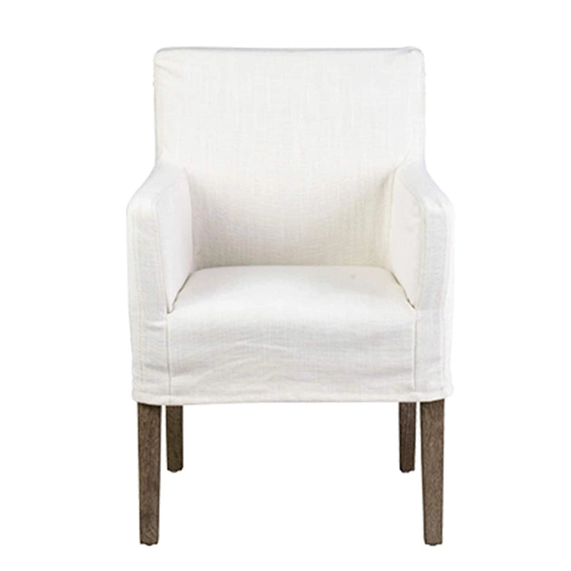 Fauteuil en lin crème et chêne de