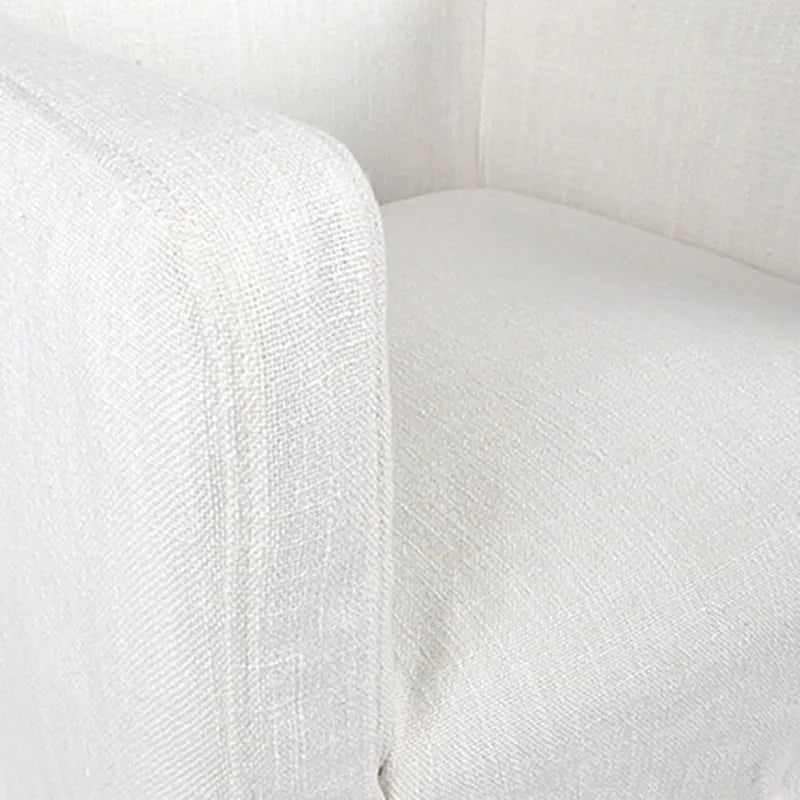Fauteuil en lin crème et chêne de