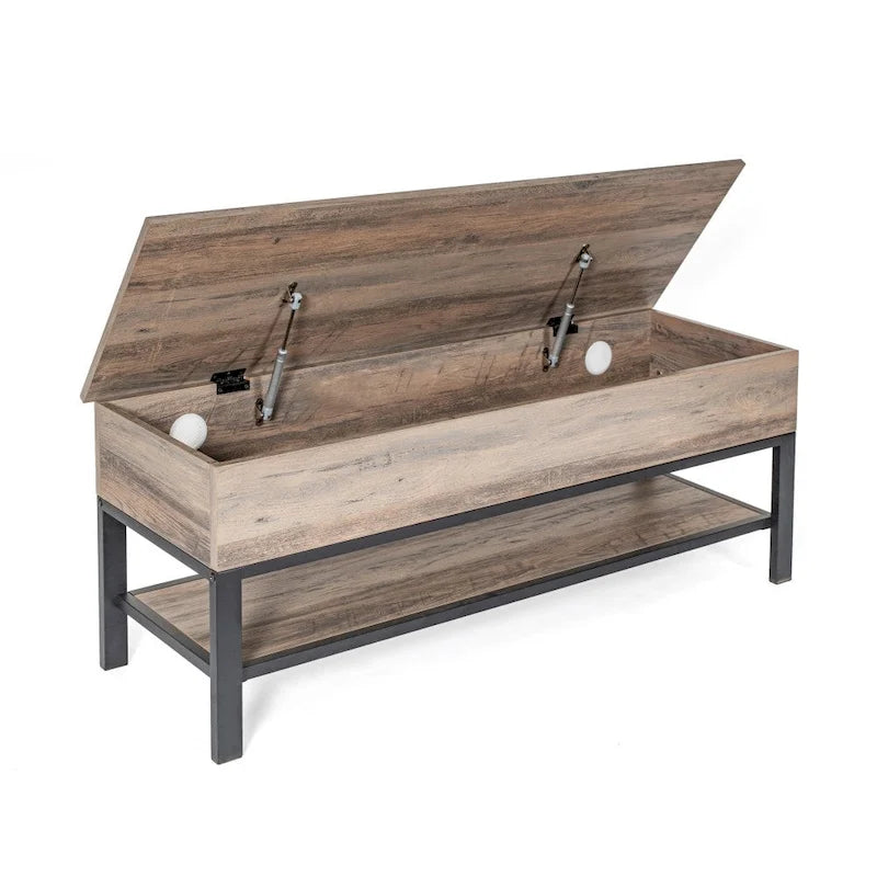 Banc d'entrée de ferme avec couvercle à charnière et rangement