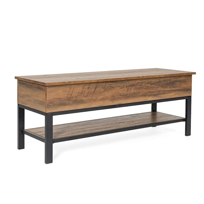 Banc d'entrée de ferme avec couvercle à charnière et rangement