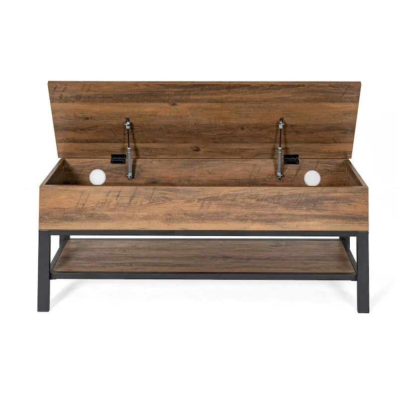 Banc d'entrée de ferme avec couvercle à charnière et rangement