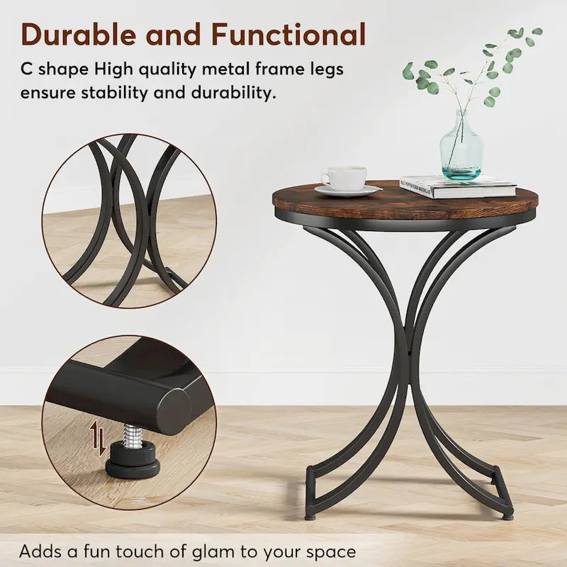 Petite table d'appoint ronde moderne avec cadre en métal doré et placage en faux marbre, en bois composite, pour le salon