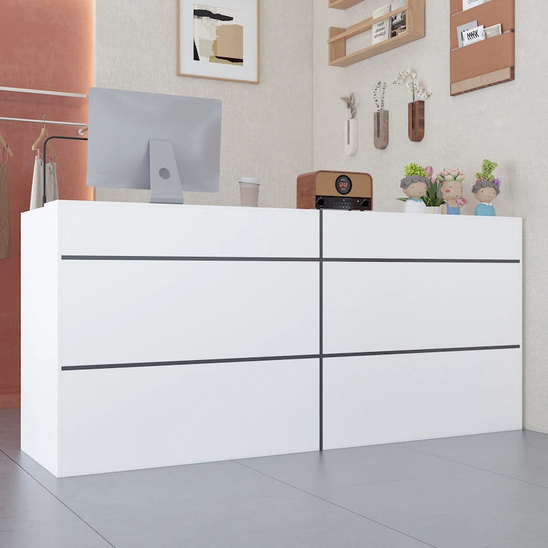 Comptoir d'accueil, dessus de comptoir de transaction, plateau de bureau laminé, table avant