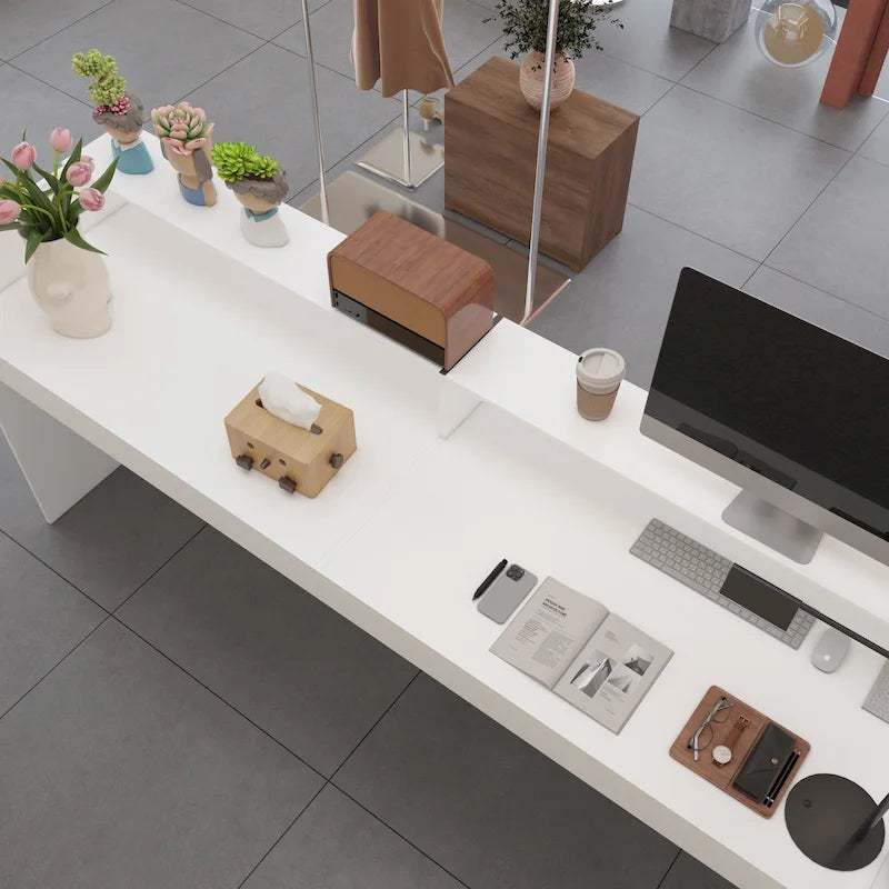Comptoir d'accueil, dessus de comptoir de transaction, plateau de bureau laminé, table avant