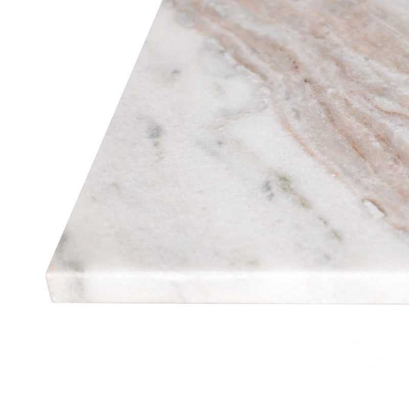 18.5 Table d'appoint contemporaine faite à la main en marbre naturel en forme de T, Gris/Beige, par
