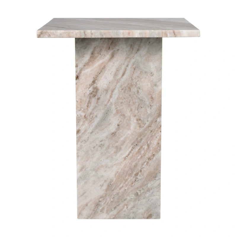 18.5 Table d'appoint contemporaine faite à la main en marbre naturel en forme de T, Gris/Beige, par