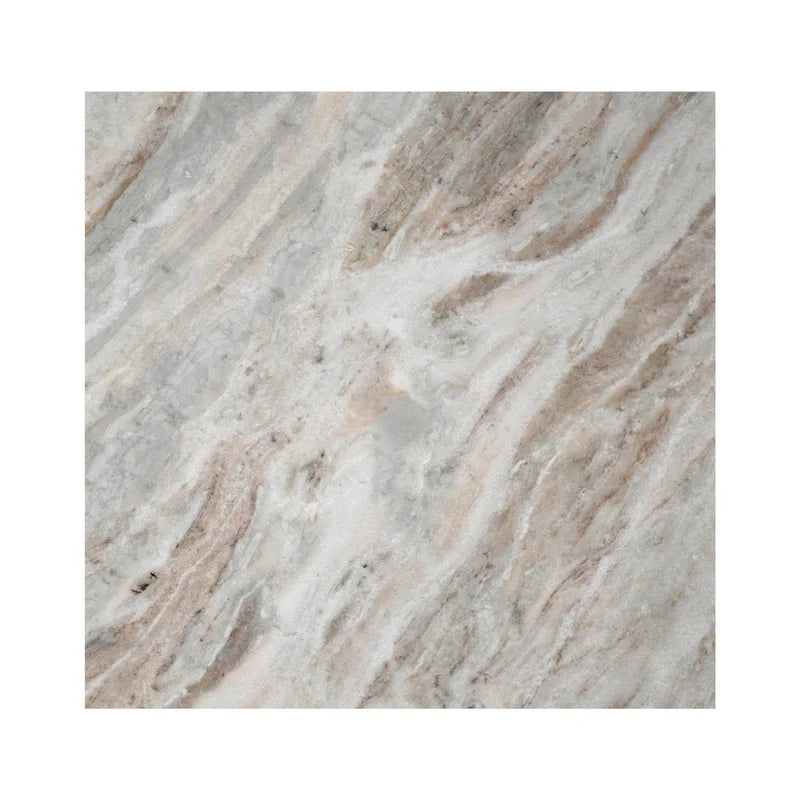 18.5 Table d'appoint contemporaine faite à la main en marbre naturel en forme de T, Gris/Beige, par