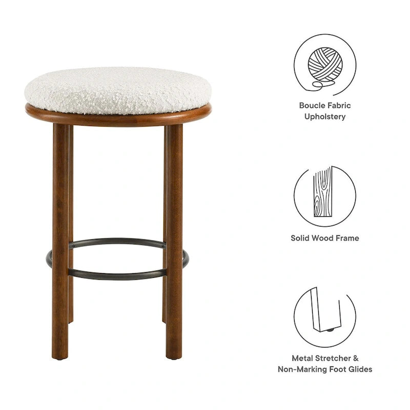 Tabourets de comptoir en tissu bouclé - Lot de 2