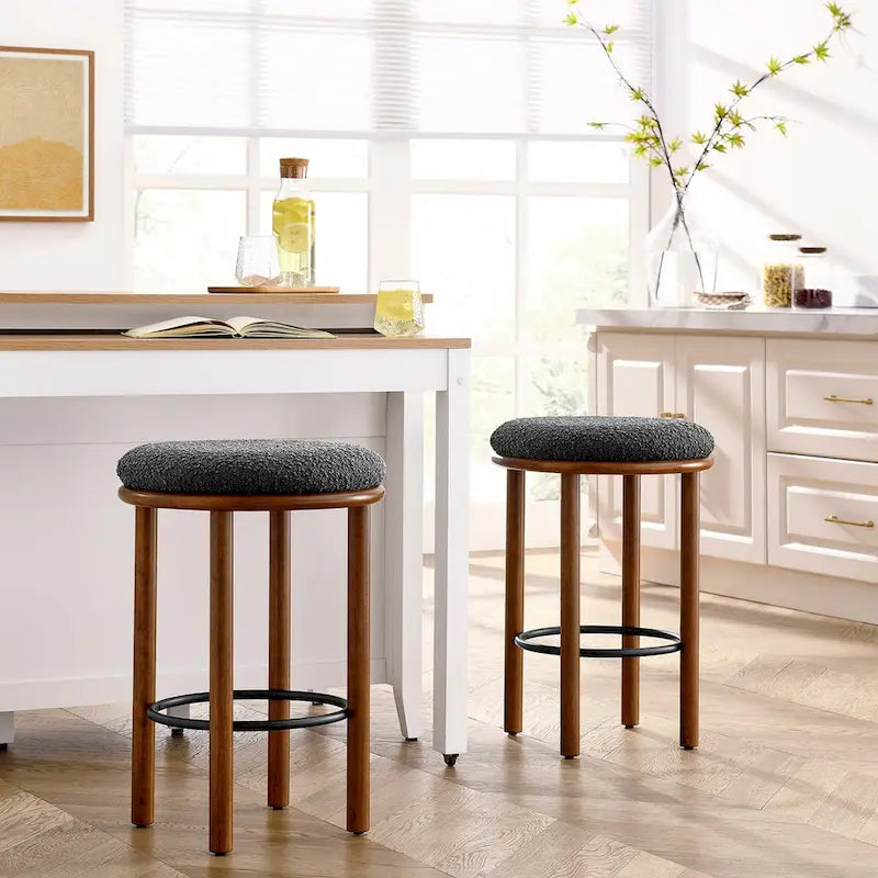 Tabourets de comptoir en tissu bouclé - Lot de 2