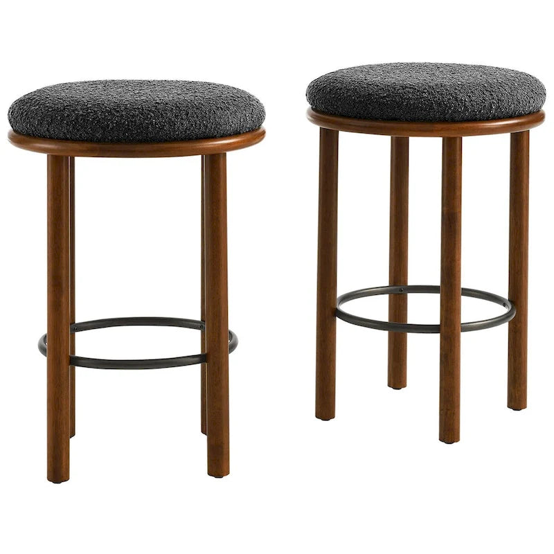 Tabourets de comptoir en tissu bouclé - Lot de 2