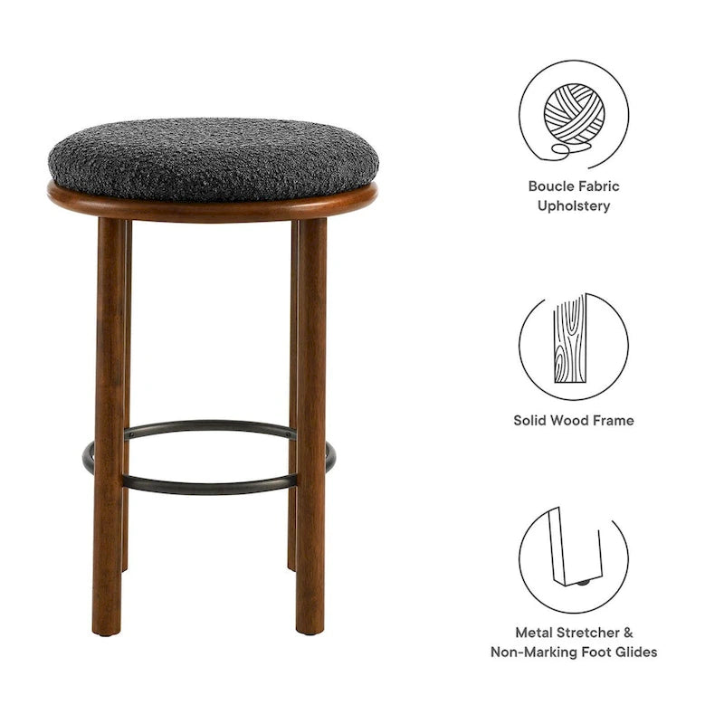 Tabourets de comptoir en tissu bouclé - Lot de 2