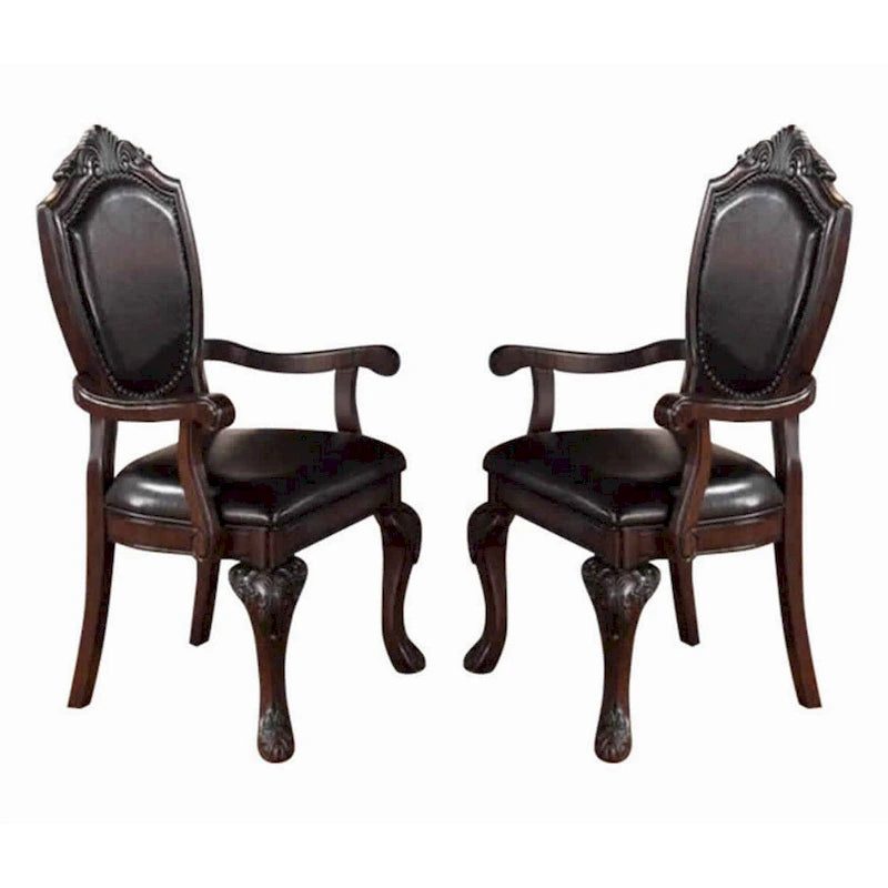 Fauteuil Royal Traditionnel en Bois d'Hévéa, Lot de 2, Marron