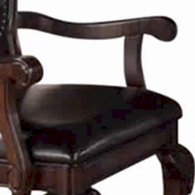 Fauteuil Royal Traditionnel en Bois d'Hévéa, Lot de 2, Marron