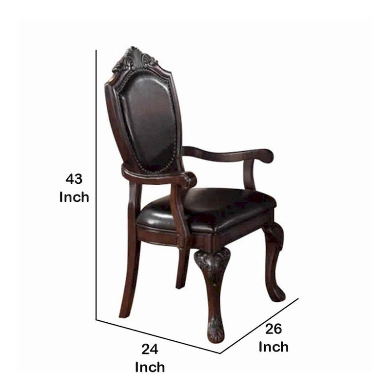 Fauteuil Royal Traditionnel en Bois d'Hévéa, Lot de 2, Marron