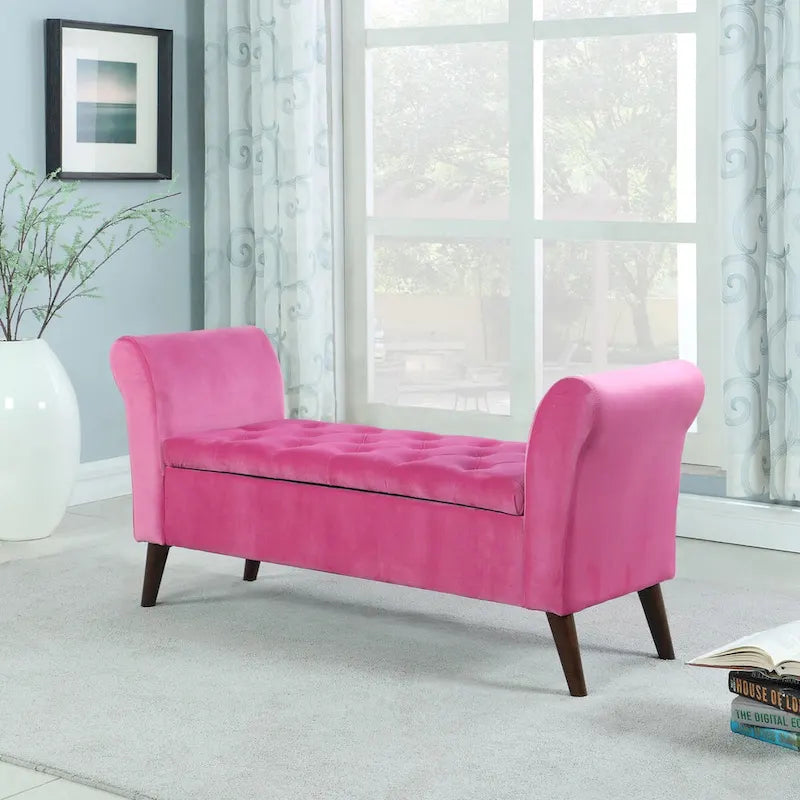 Banc de rangement capitonné de 25 po avec accoudoir
